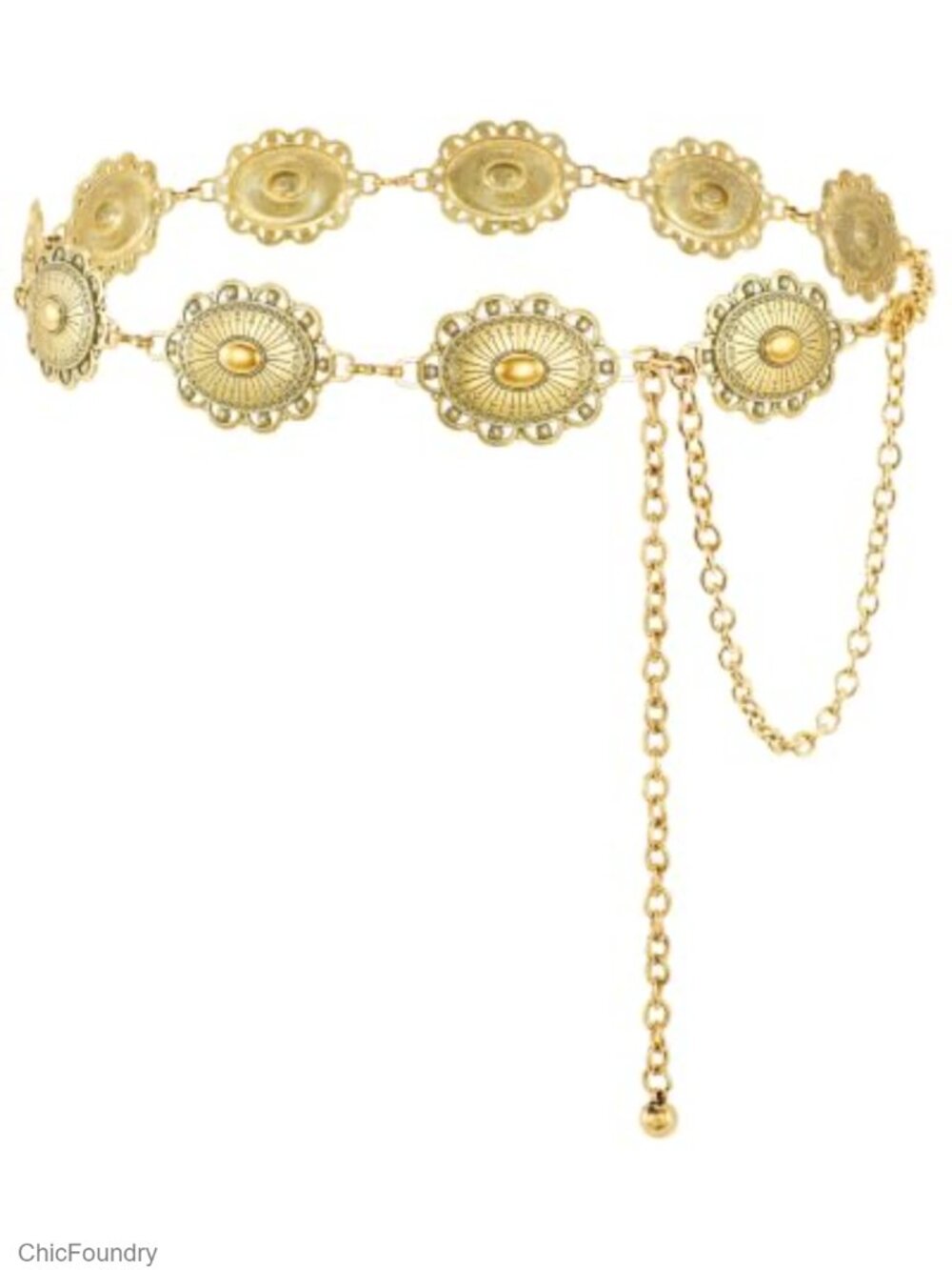 Western Concho Belt Cowgirl Boho Chain Belt Country Concert Metal Belt Women